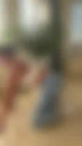 Yoga with blue leggins and no panty