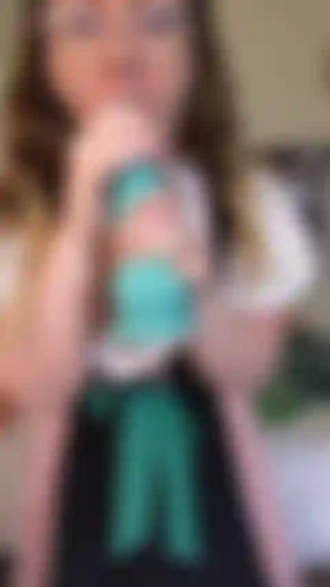 Do you like an October hottie? In my cute dirndle dress, I suck, lick, tittyfuck, and actually fuck your biiiig blue cock. You feel so good that I make the loudest and wettest moans.