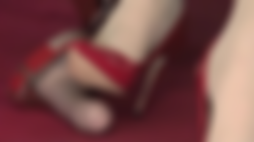 CBT, Trampling, High Heels - How long can you endure Mistress' cock torture with red leather pumps and riding crop?