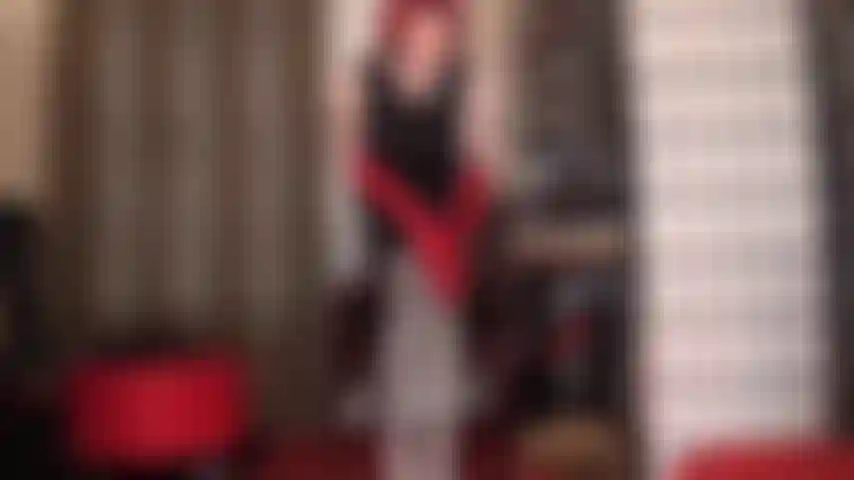 You're in for a fun pegging - Mistress pulls out a big strap-on from under her mini dress. Sexy satin gloves, satin panties, stockings and garters layered on shiny opaque black Wolford tights have you fall to your knees, eager to please.