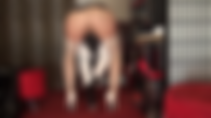 Rough gloved handjob in white stockings and heels - Mistress milks your slave cock rough with gloved hands and high heels, stroking, squeezing, and spanking the cum from your cock while you get to worship that beautiful nylon-clad ass.