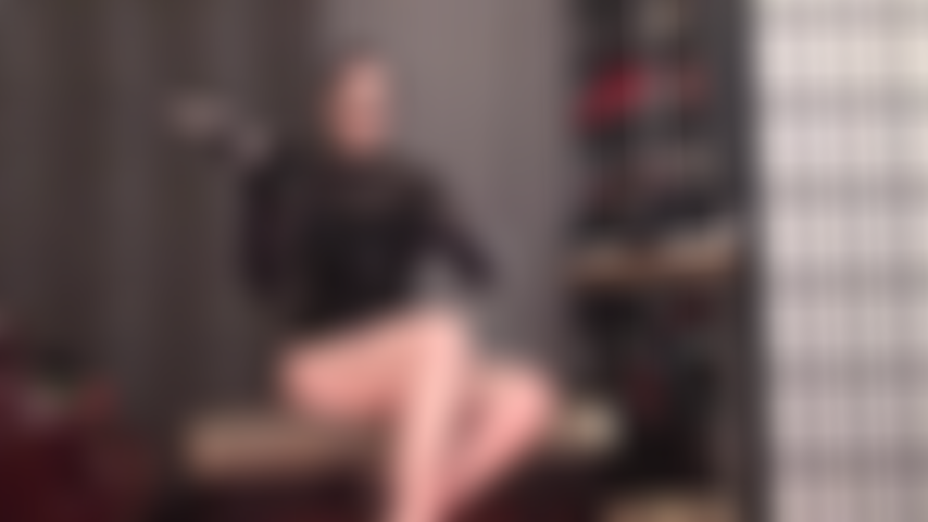 Strap-on and bare foot tease - Stroking my big strapon teasing with bare feet.