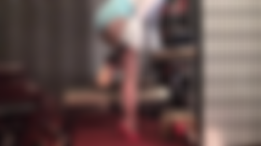 Sensual leg tease in brown pantyhose, red high heel mules and blue girdle panties. - Mistress knows you cannot resist her long legs and sexy arched feet in and out of these sexy stiletto slides.