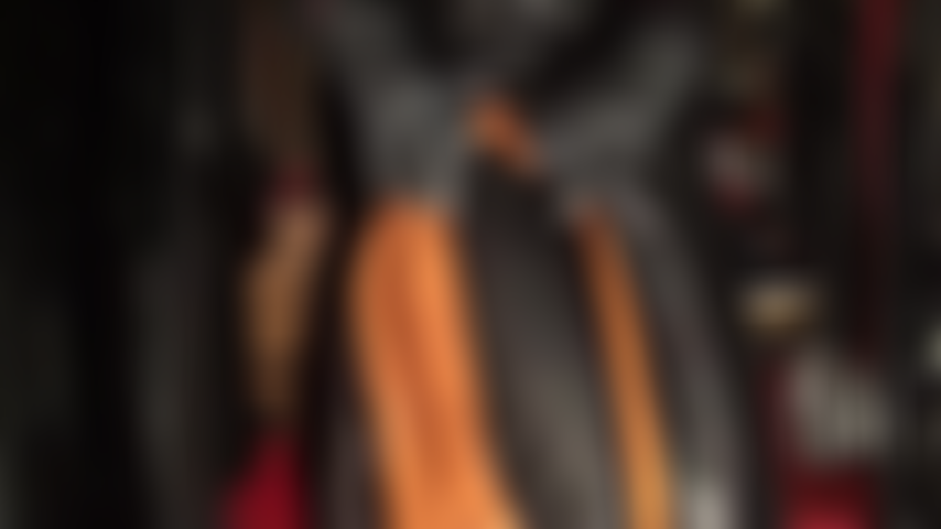 Déesse du cuir, montre ses merveilleuses couches de pantalons, jupe, veste, gants, manteau marron et long manteau noir.