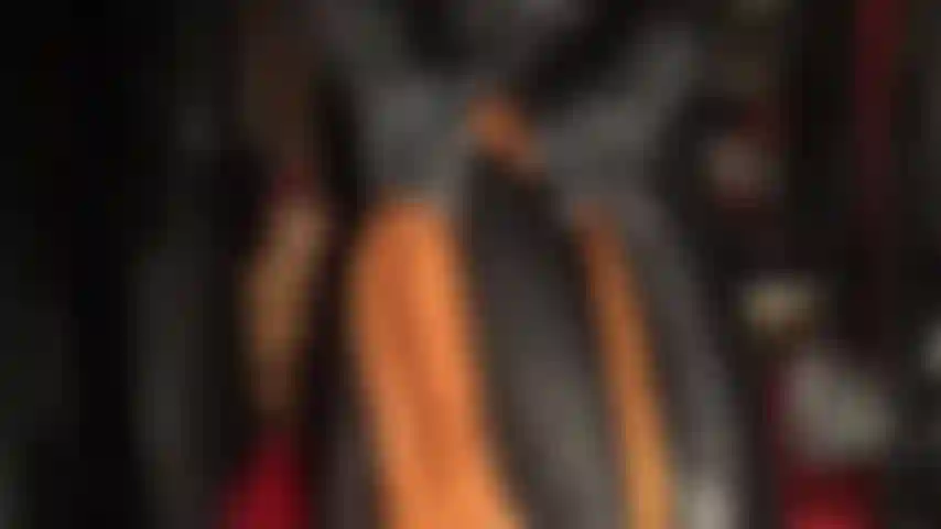 Déesse du cuir, montre ses merveilleuses couches de pantalons, jupe, veste, gants, manteau marron et long manteau noir.