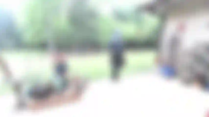 Je branle mon gode ceinture bbc dans les plantes dans le jardin.