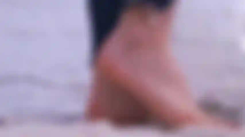 Feet closeup, soles, high arches, painted toes, fresh pedicure